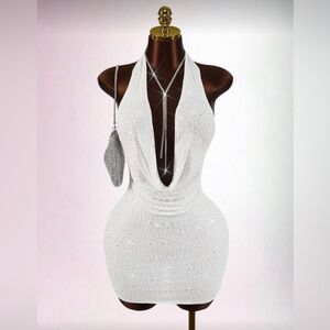 Elegant White Halter Dress